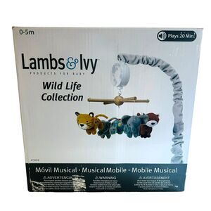 Lambs and Ivy Wild Life Musical Crib Mobile Plush Animals Nursery Decor Open Box